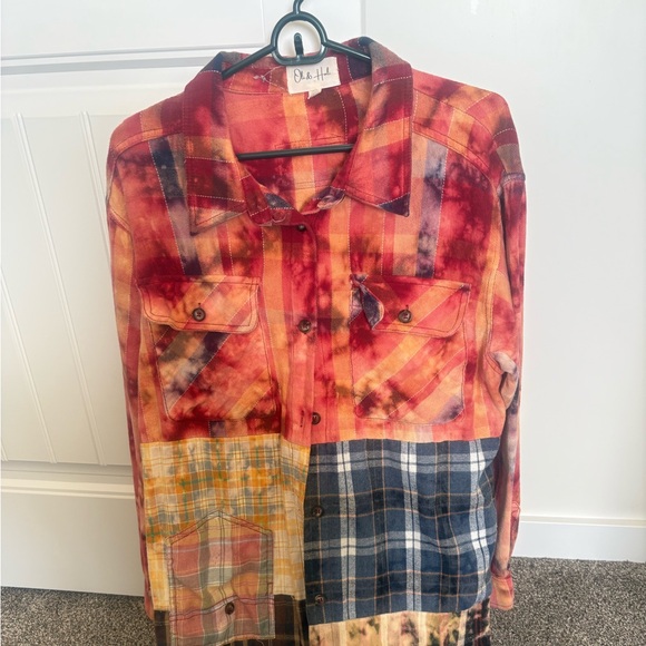 Oli & Hali Colorful Patchwork Long Shacket - Picture 2 of 4